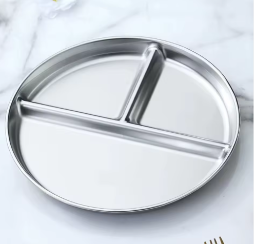 Milru RVS kinderbord met vakverdeling – set van 2