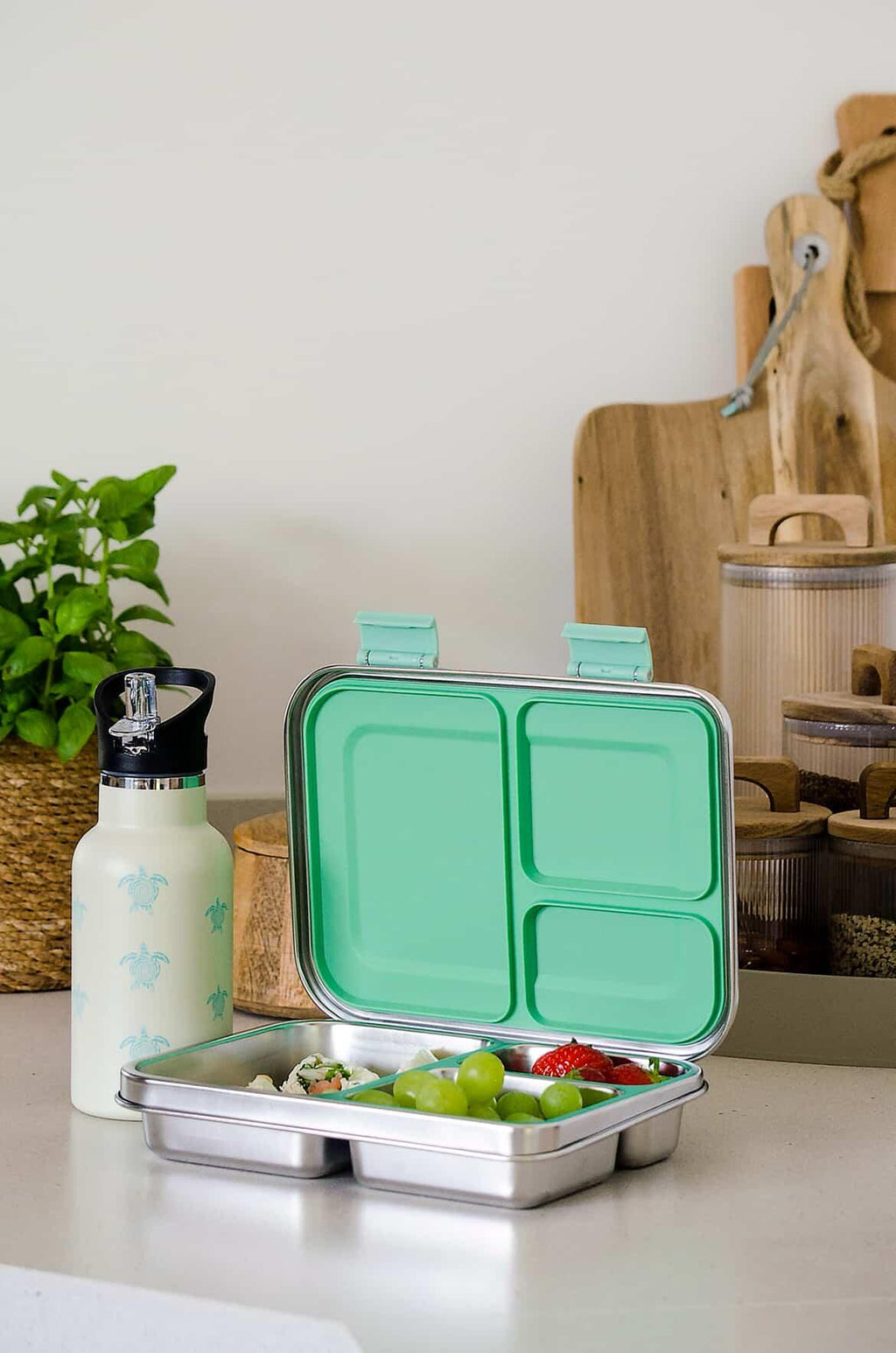 Milru Animal Friends Lunch Set - Tiny Turtle - Bento Box + Kids Bottle