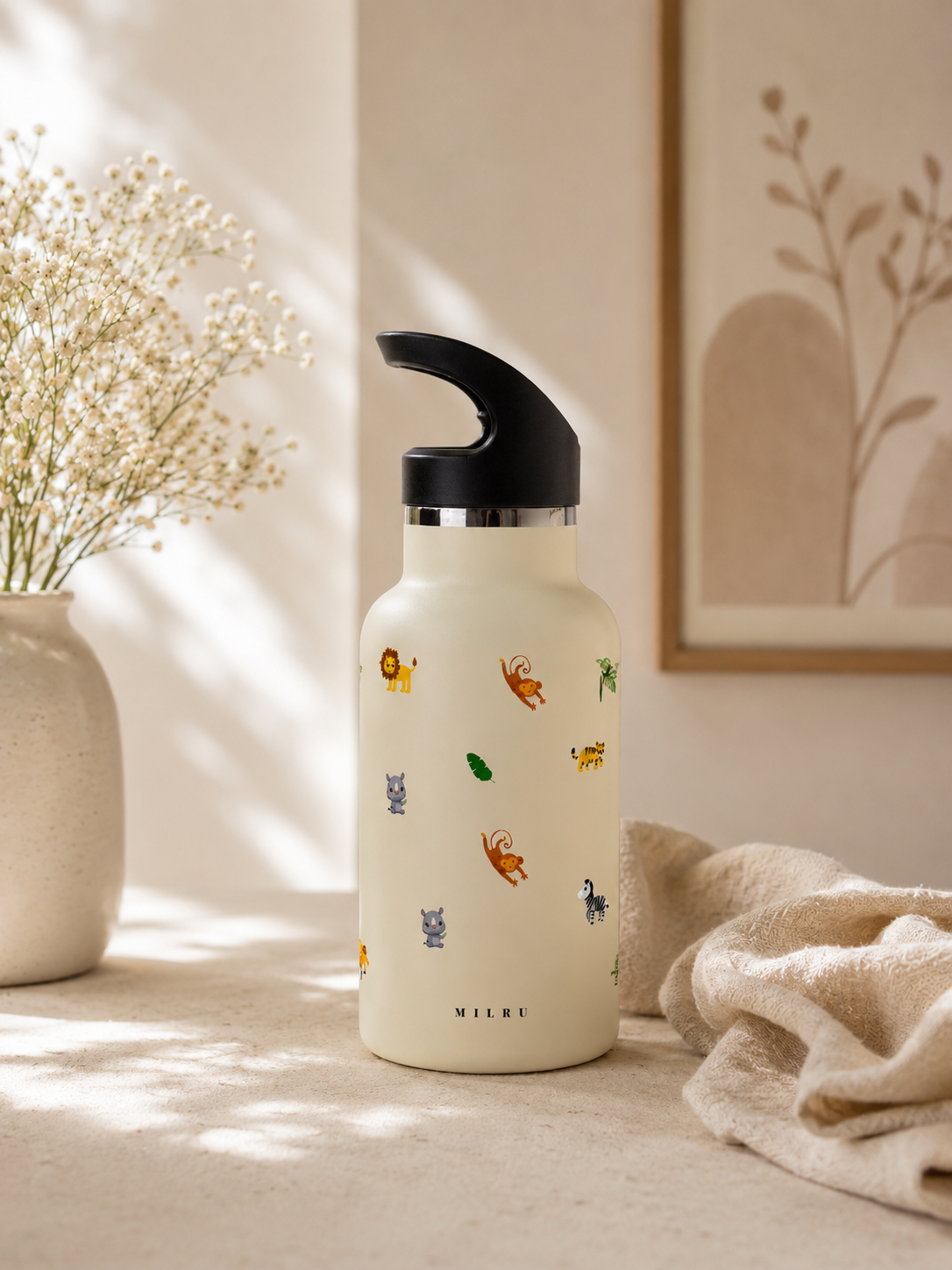 Milru Animal Friends Kids Bottle - Safari Day - 350ml