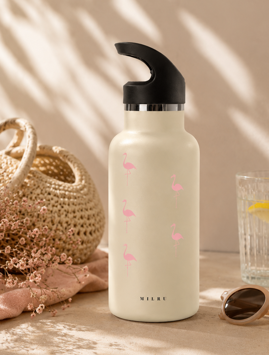 Milru Animal Friends Kids Bottle - Fancy Flamingo - 350ml