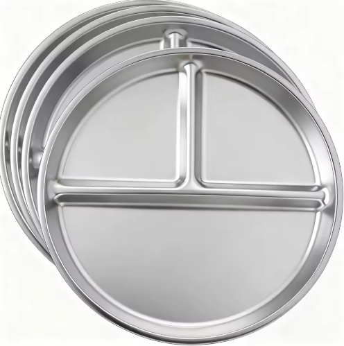 Milru RVS kinderbord met vakverdeling – set van 2